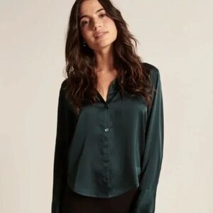 Rich, green satin button up from Abercrombie and Fitch.